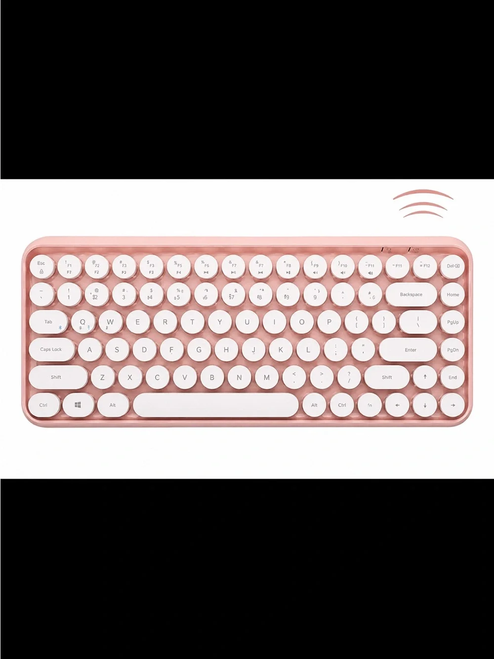 Pink & White Retro Wireless Bluetooth Keyboard: Brand New & in Box